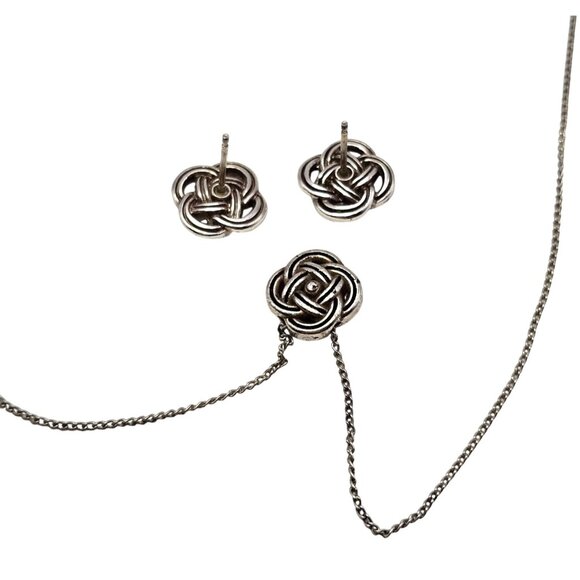 Brighton Interlok Mini Necklace & Post Earring Set Silver Plated - Picture 16 of 16